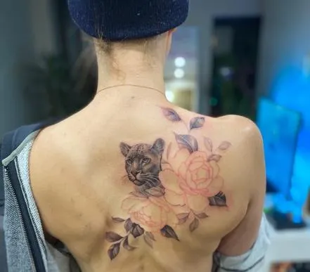 Early Lines — Light shading of Panther and peonies