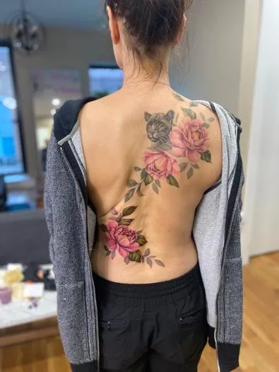 Protection in Bloom — Finished tattoo, swollen back